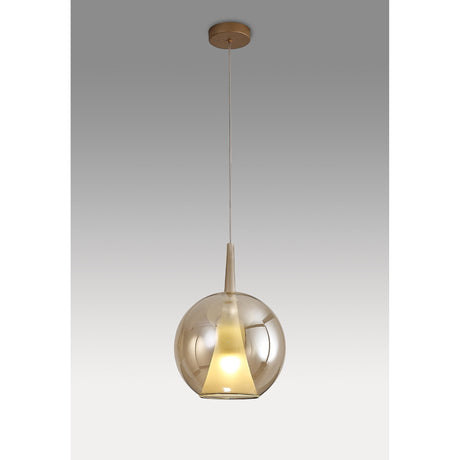 Elsa 25cm 1 Light Round Glass Pendant Light - Bronze & Frosted