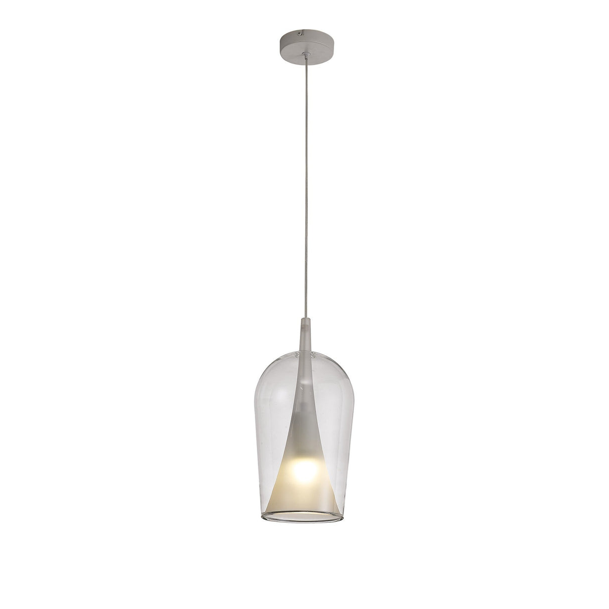 Elsa 17cm 1 Light Glass Pendant Light - Clear & Frosted