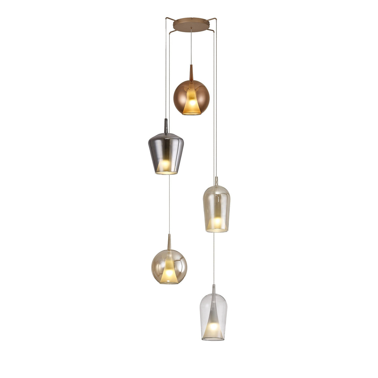 Elsa 5 Light Glass Cluster Pendant Light - Multicoloured