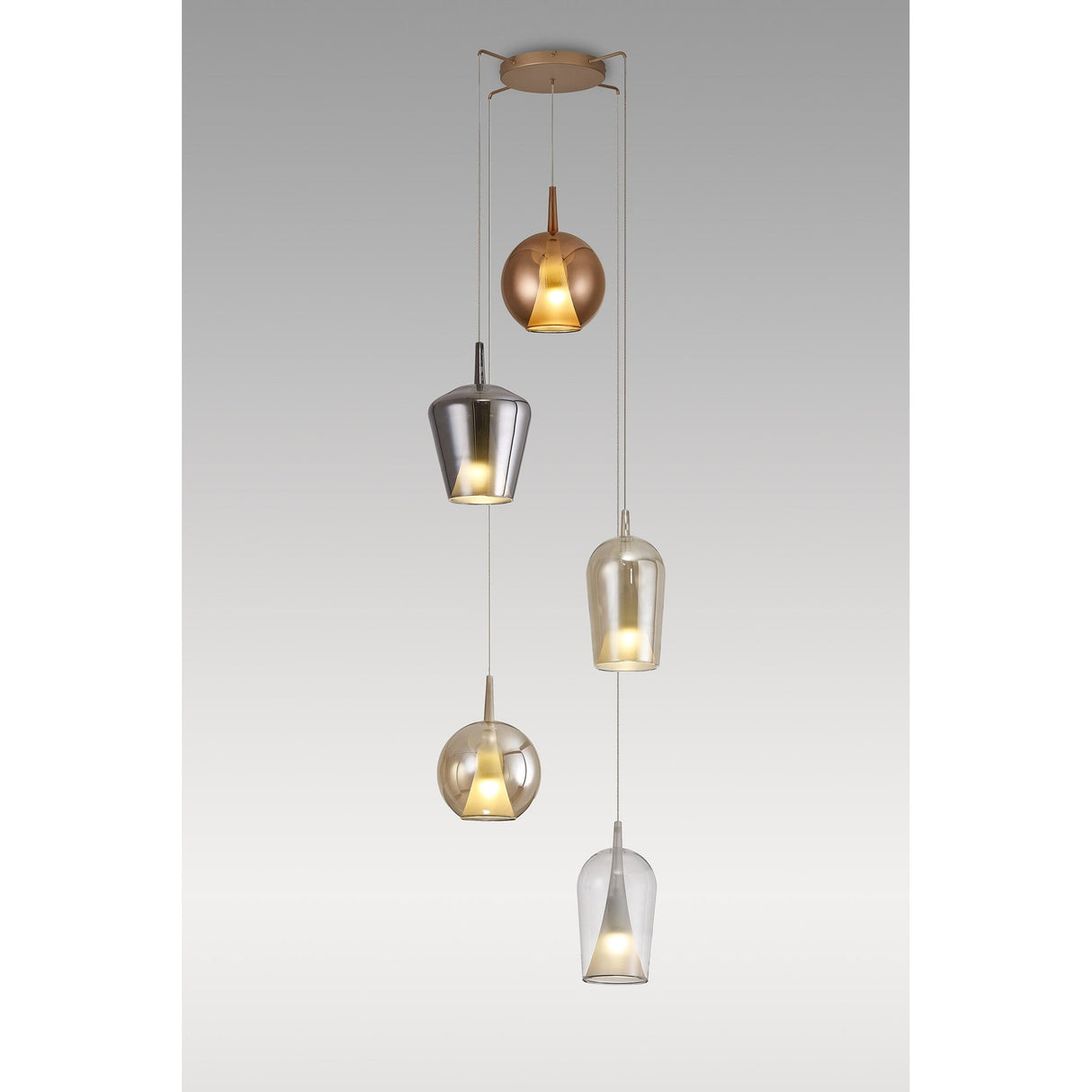 Elsa 5 Light Glass Cluster Pendant Light - Multicoloured