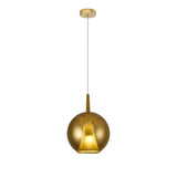 Elsa 25cm 1 Light Round Glass Pendant Light - Gold & Frosted