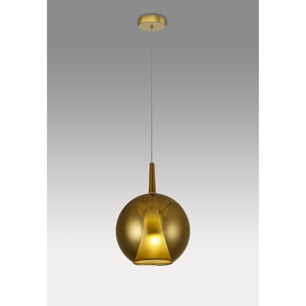 Elsa 25cm 1 Light Round Glass Pendant Light - Gold & Frosted