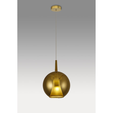 Elsa 25cm 1 Light Round Glass Pendant Light - Gold & Frosted