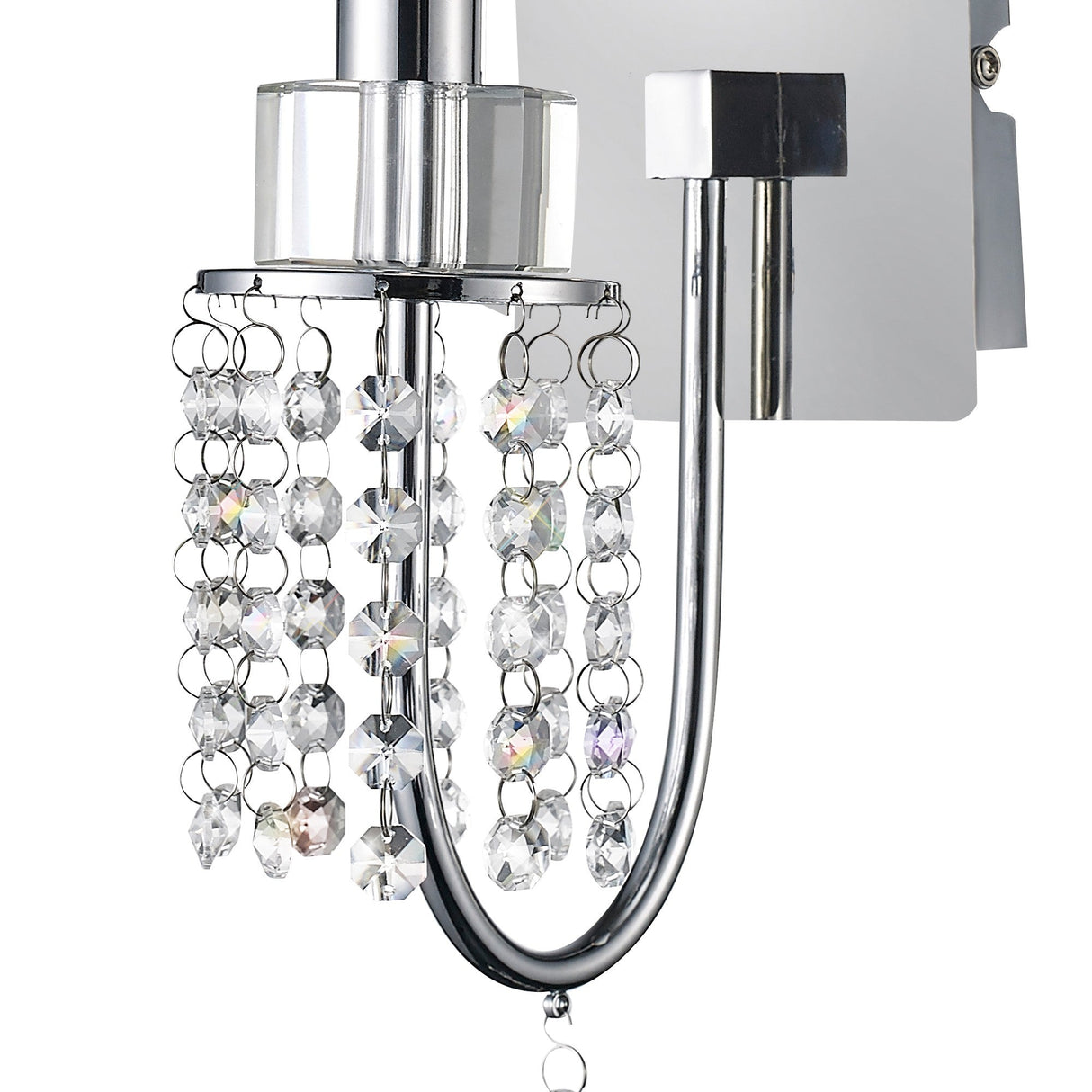 Emily 1 Light Crystal Wall Light With Switch - Chrome
