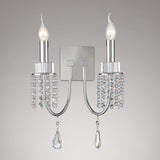 Emily 2 Light Crystal Wall Light With Switch - Chrome
