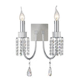 Emily 2 Light Crystal Wall Light With Switch - Chrome