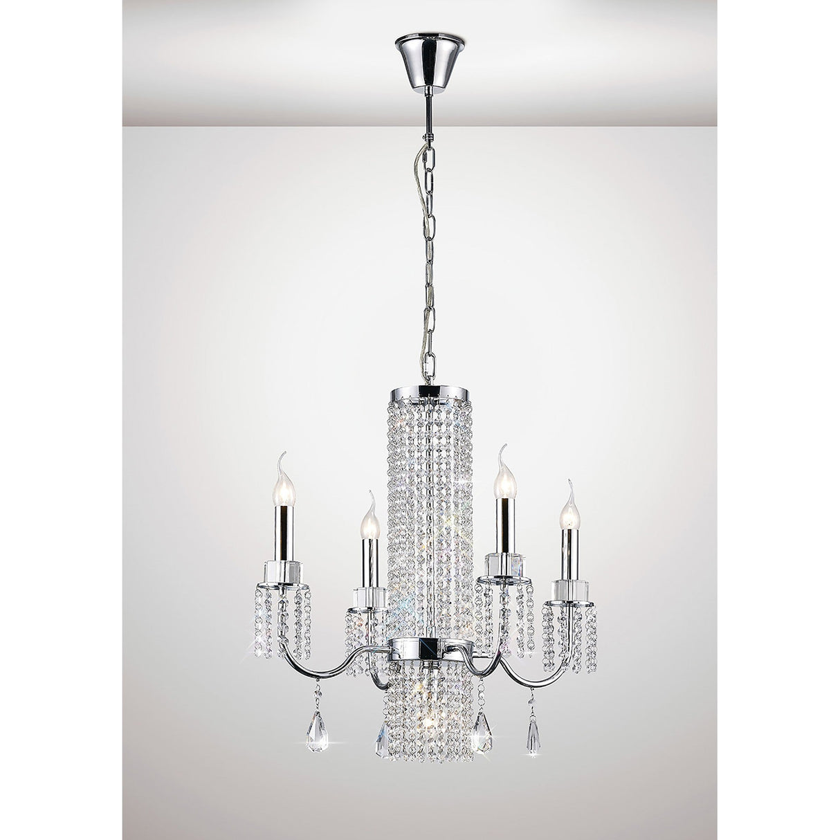 Emily 60cm 6 Light Crystal Chandelier - Polished Chrome