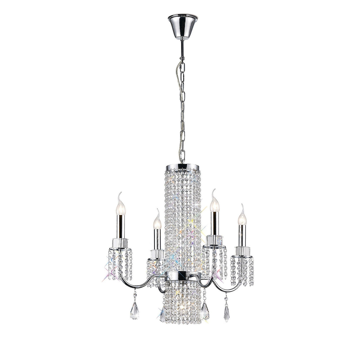Emily 60cm 6 Light Crystal Chandelier - Polished Chrome