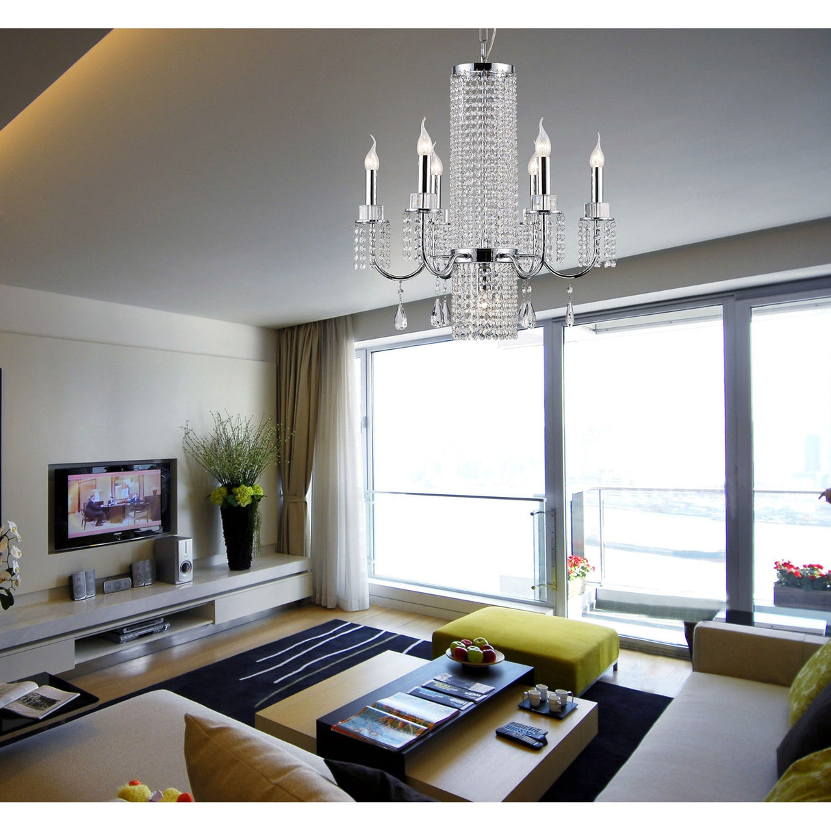 Emily 62cm 7 Light Crystal Chandelier - Polished Chrome