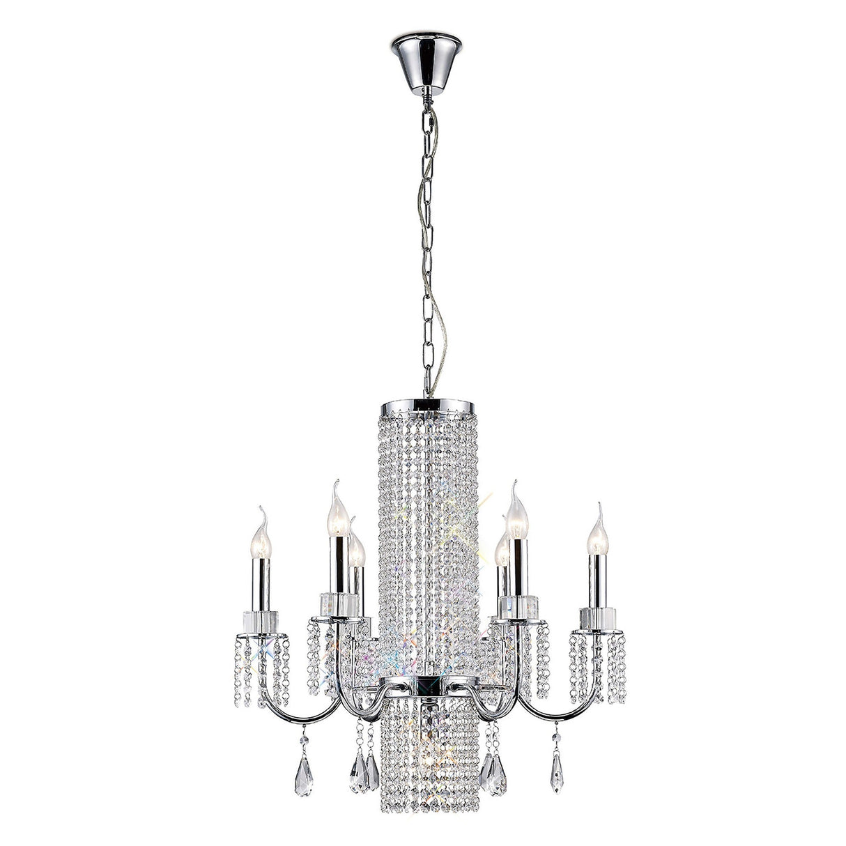 Emily 62cm 7 Light Crystal Chandelier - Polished Chrome