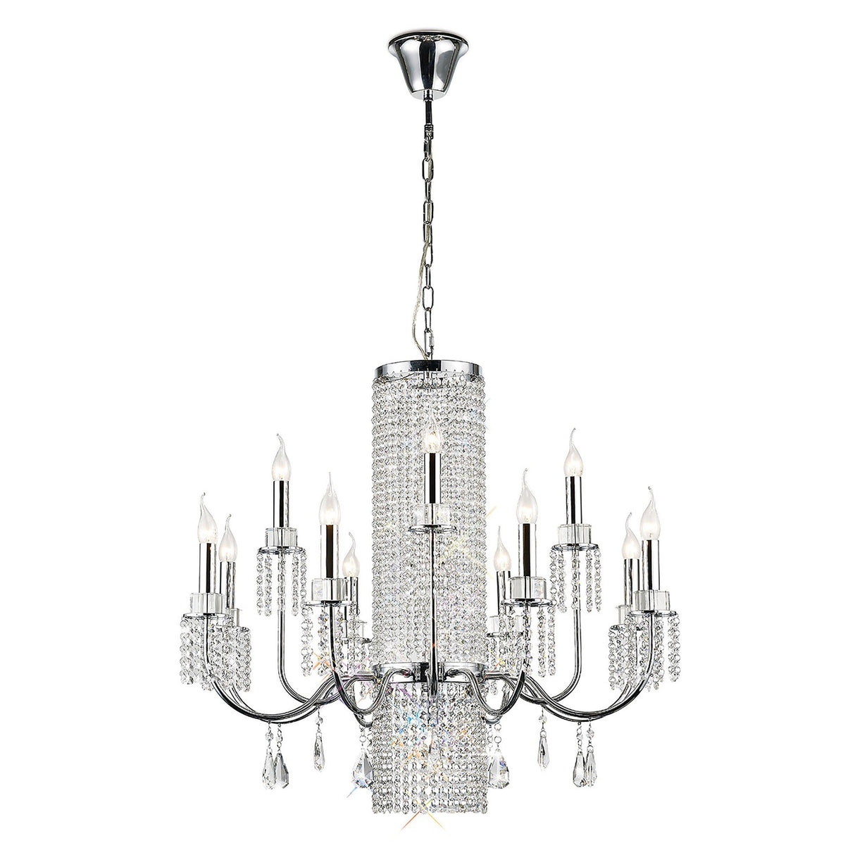 Emily 89cm 13 Light Crystal Chandelier - Polished Chrome