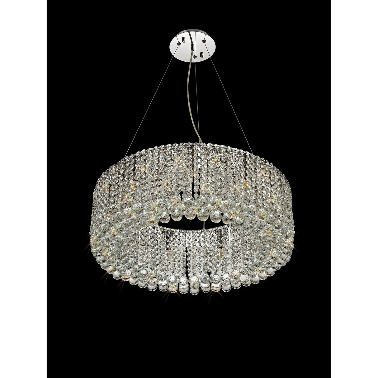 Empire 60cm Round 9 Light Crystal Chandelier - Polished Chrome