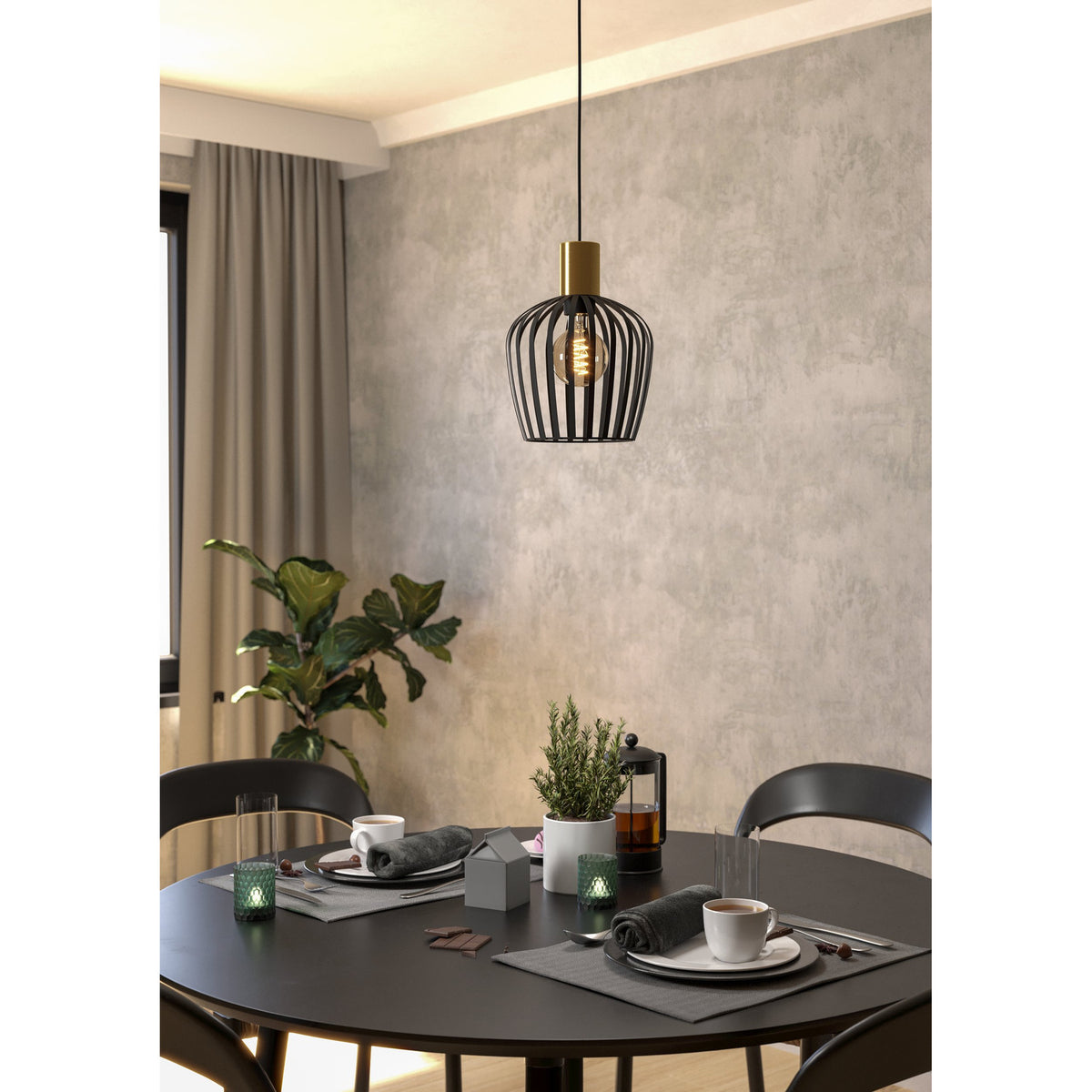 Empoli Pendant Light - Black & Brushed Brass