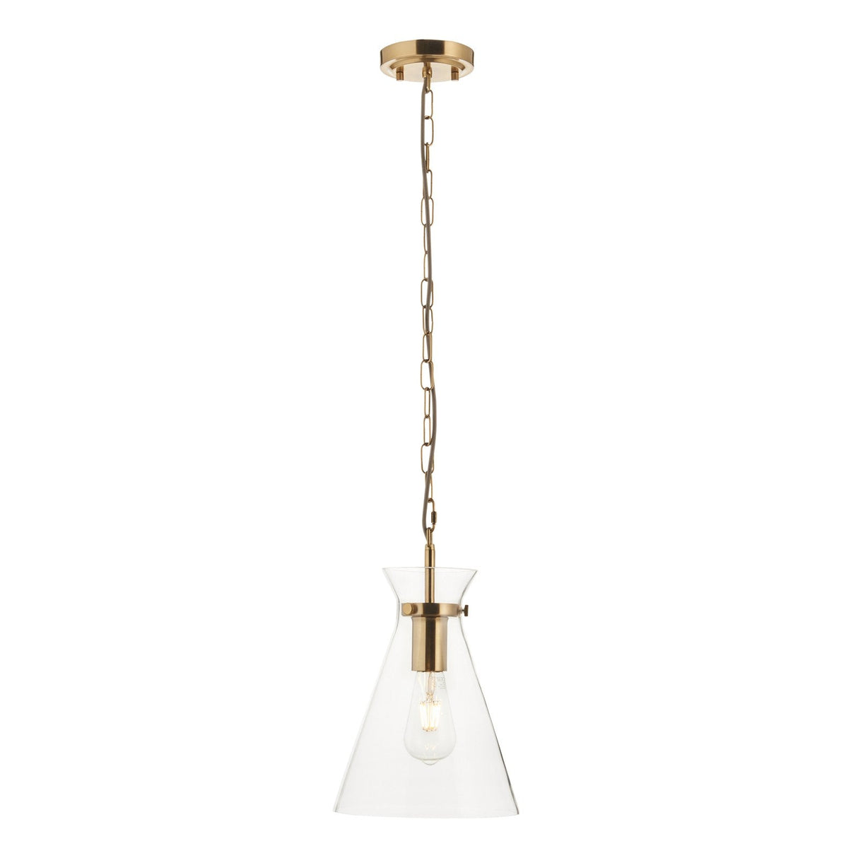 Endon Harlow 1 Light Pendant in Brushed Aged Brass