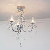 Endon Tabitha 3 Light Crystal Semi-Flush Bathroom Ceiling Light
