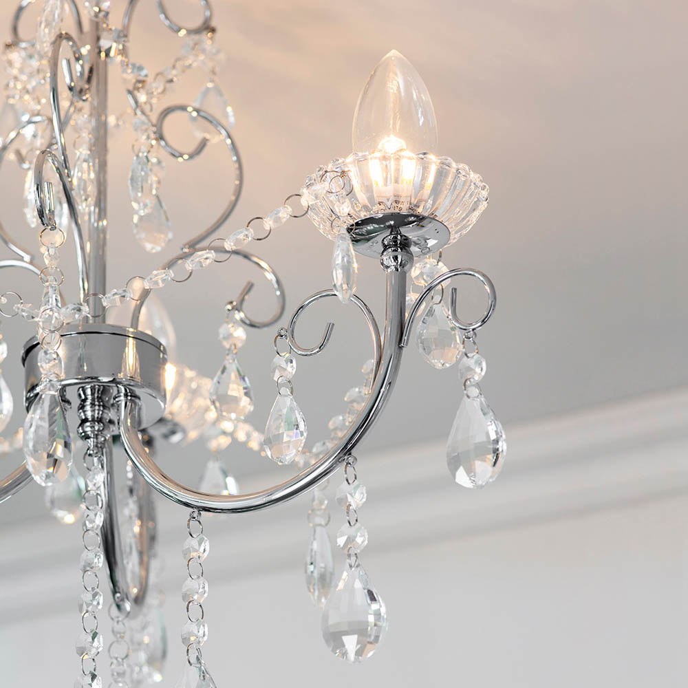 Endon Tabitha 3 Light Crystal Semi-Flush Bathroom Ceiling Light