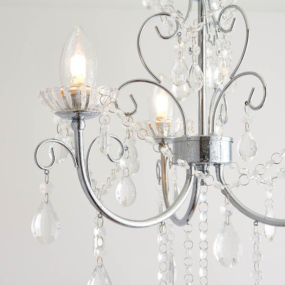 Endon Tabitha 3 Light Crystal Semi-Flush Bathroom Ceiling Light