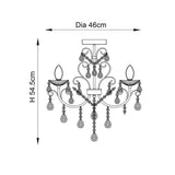 Endon Tabitha 3 Light Crystal Semi-Flush Bathroom Ceiling Light