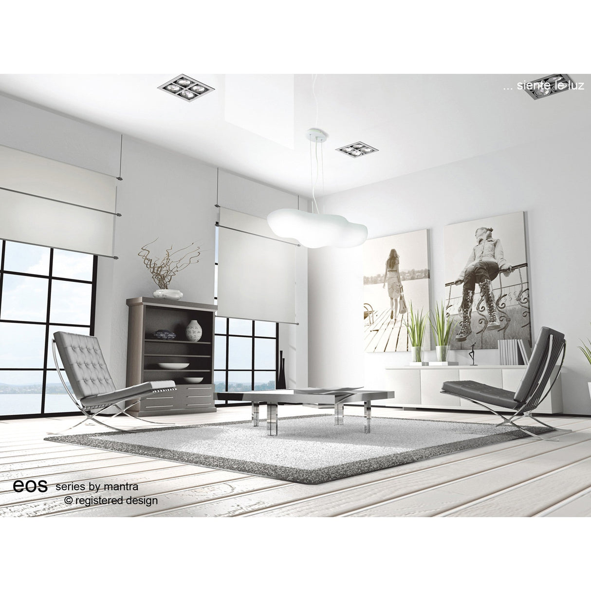 Eos 6 Light Outdoor Flush Ceiling Light - Opal White