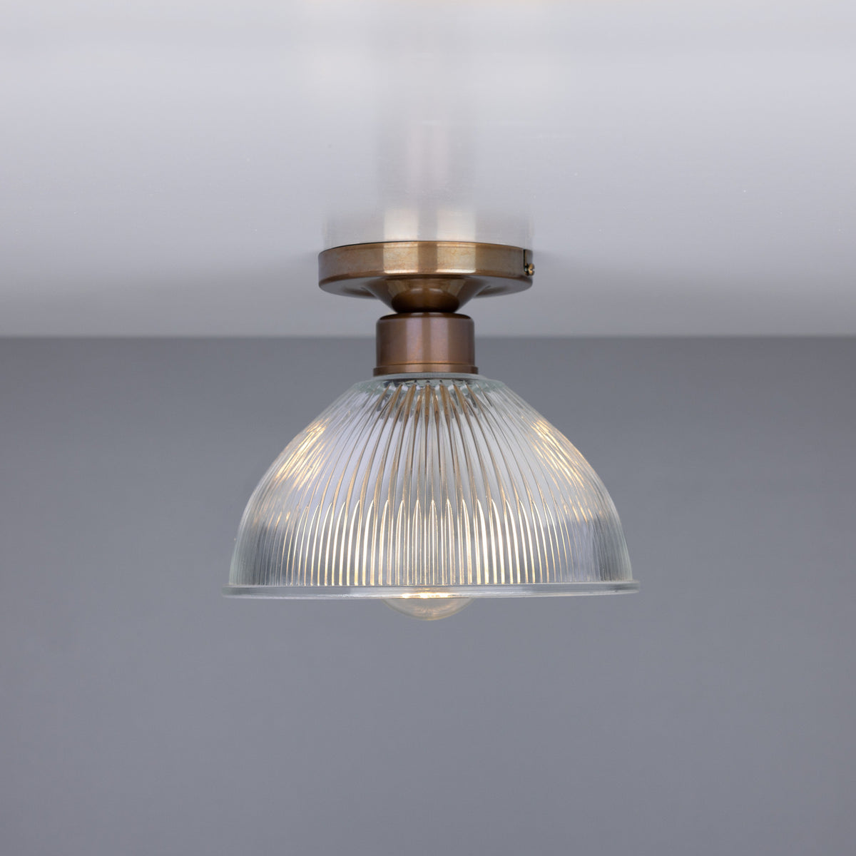 Erbil Ribbed Glass Flush Ceiling Light