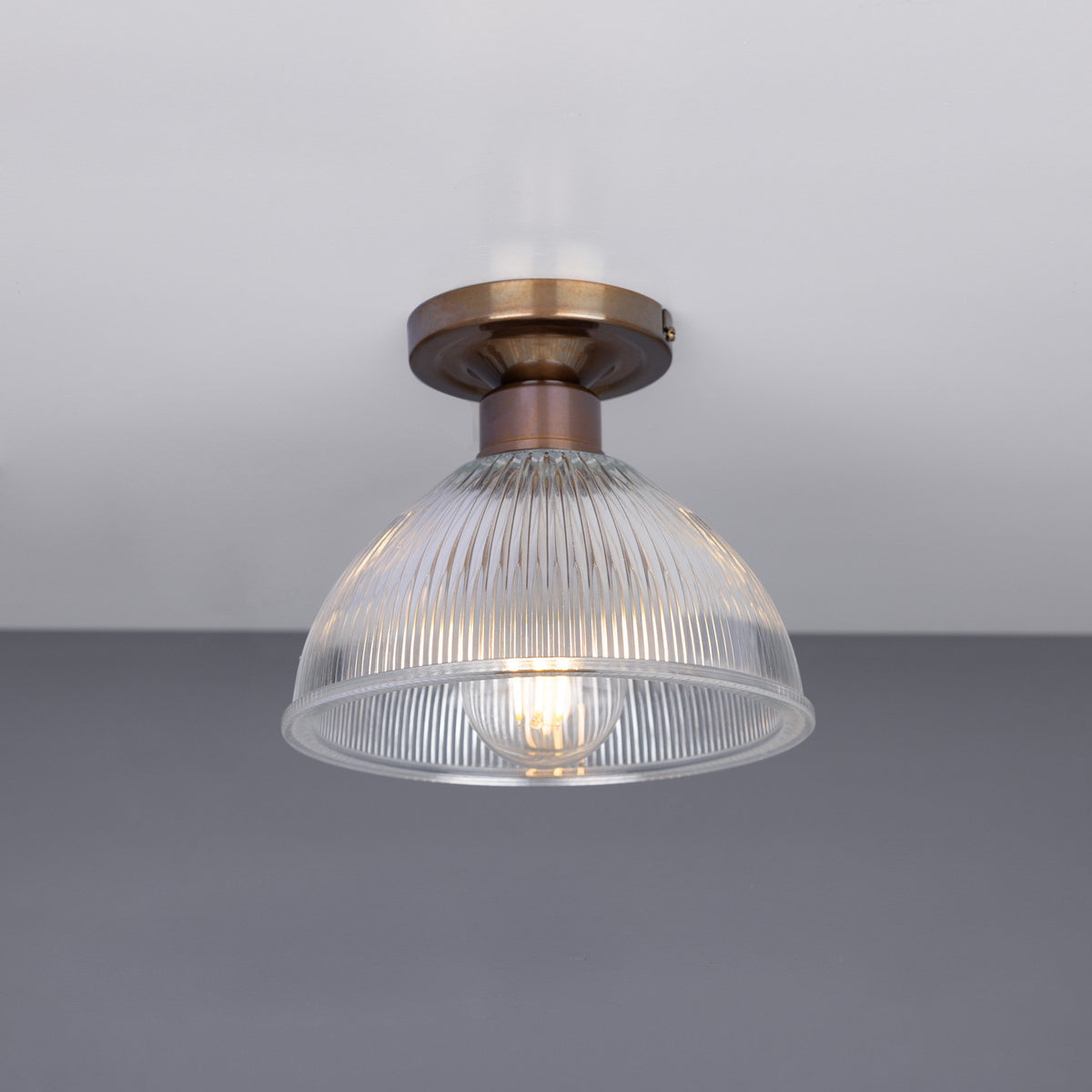 Erbil Ribbed Glass Flush Ceiling Light
