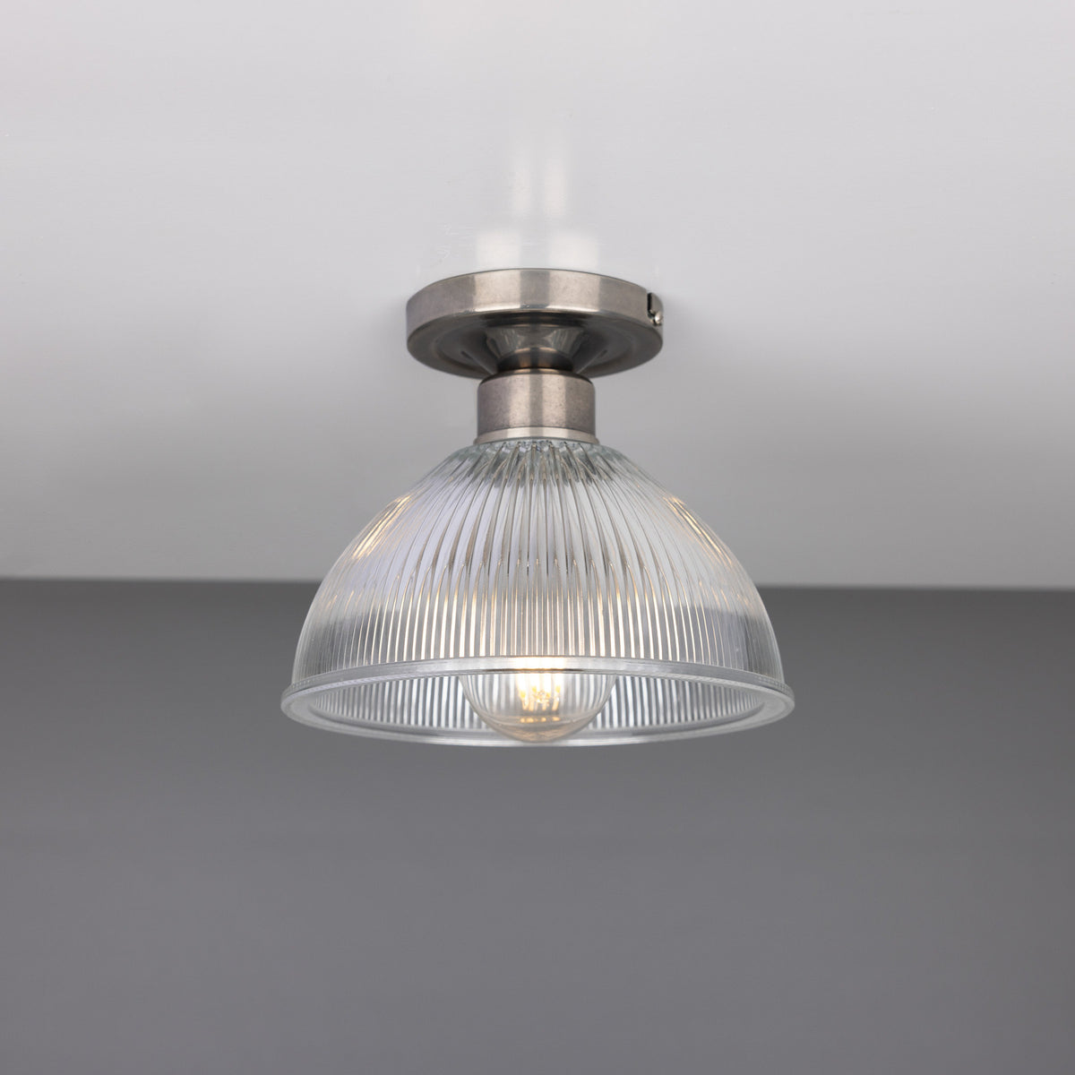 Erbil Ribbed Glass Flush Ceiling Light