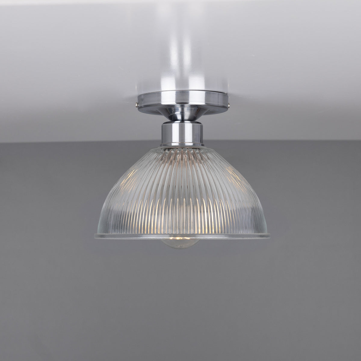 Erbil Ribbed Glass Flush Ceiling Light