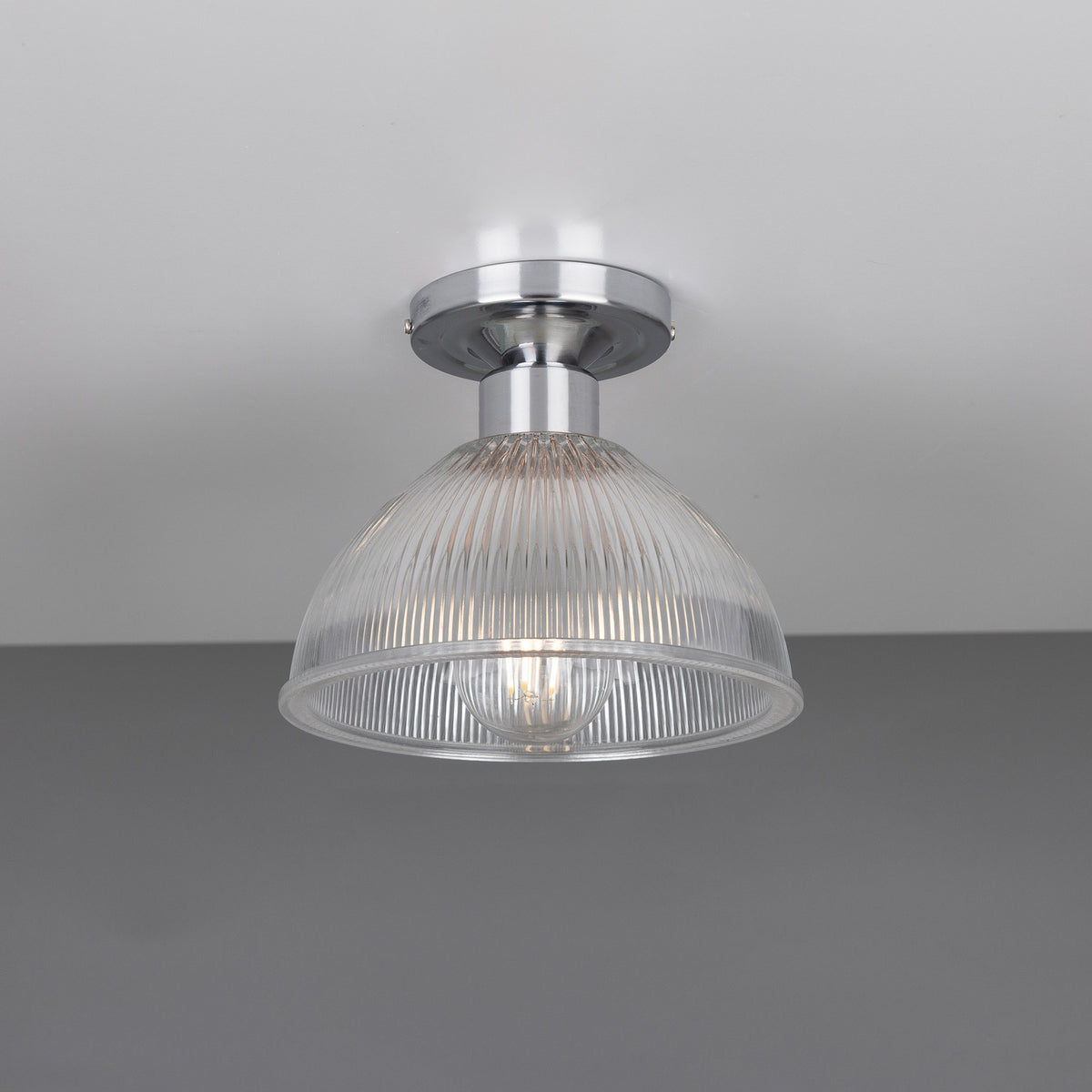 Erbil Ribbed Glass Flush Ceiling Light