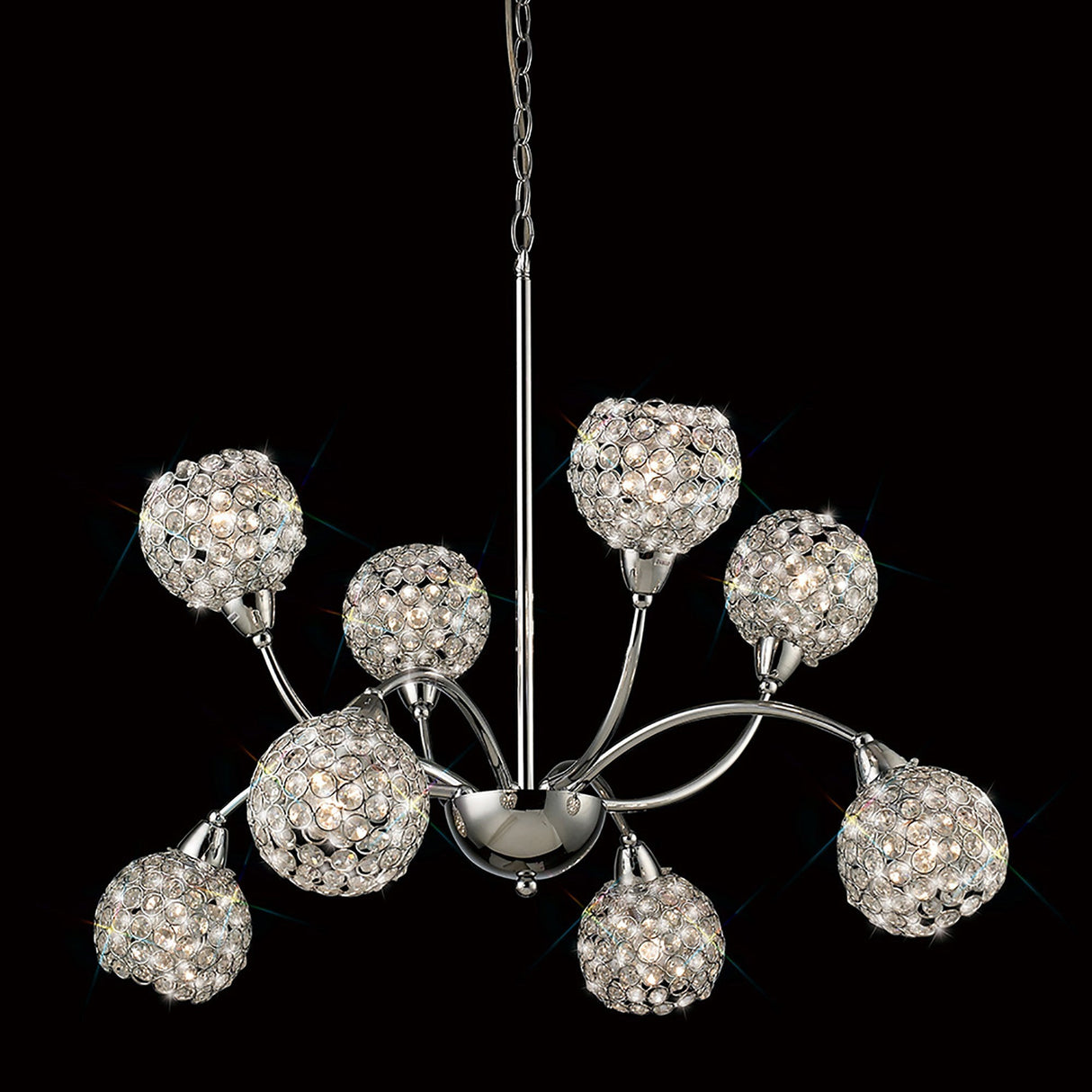 Escado 77cm 8 Light Crystal Chandelier - Polished Chrome