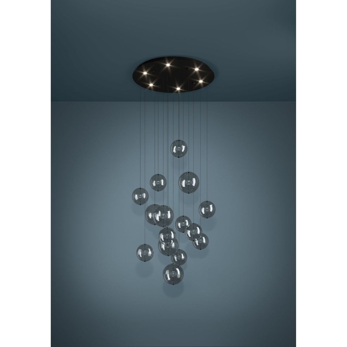 Espardello Clear Glass 6 Light Pendant - Black