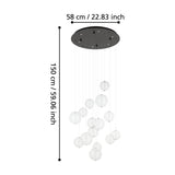 Espardello Clear Glass 6 Light Pendant - Black