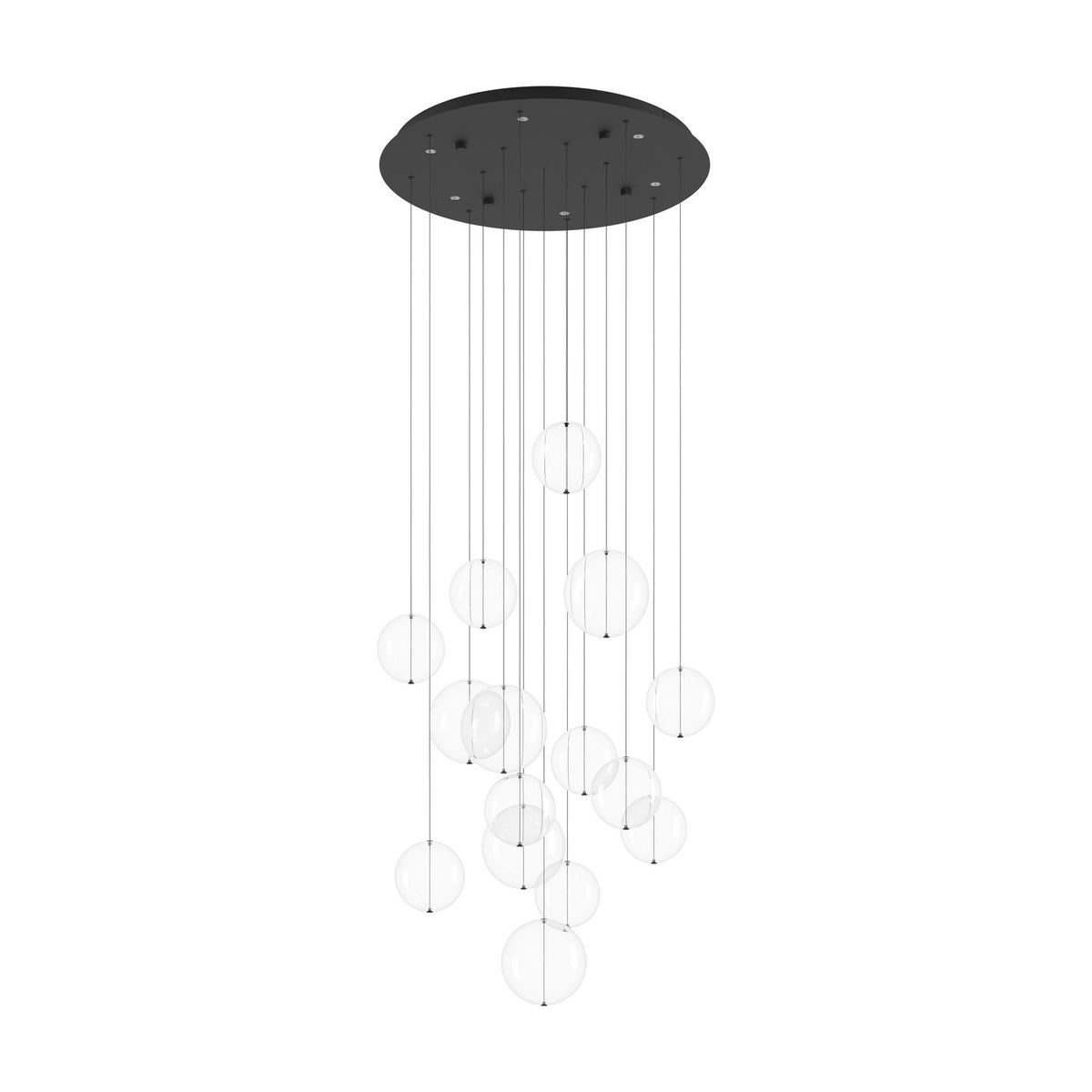 Espardello Clear Glass 6 Light Pendant - Black