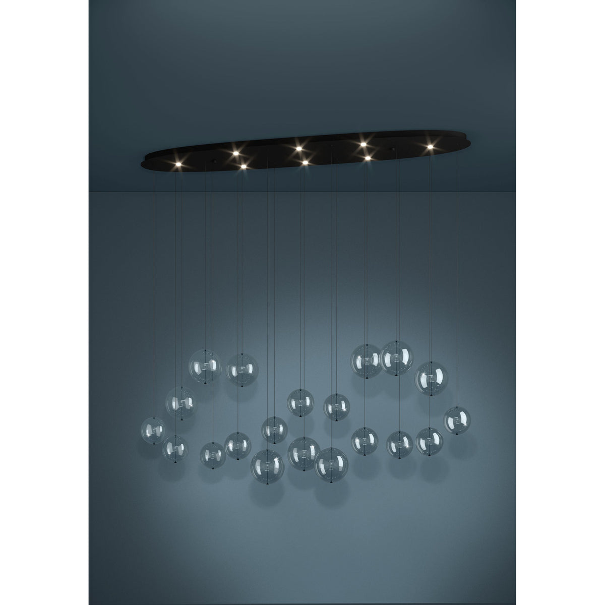 Espardello Clear Glass Linear Pendant Light - Black
