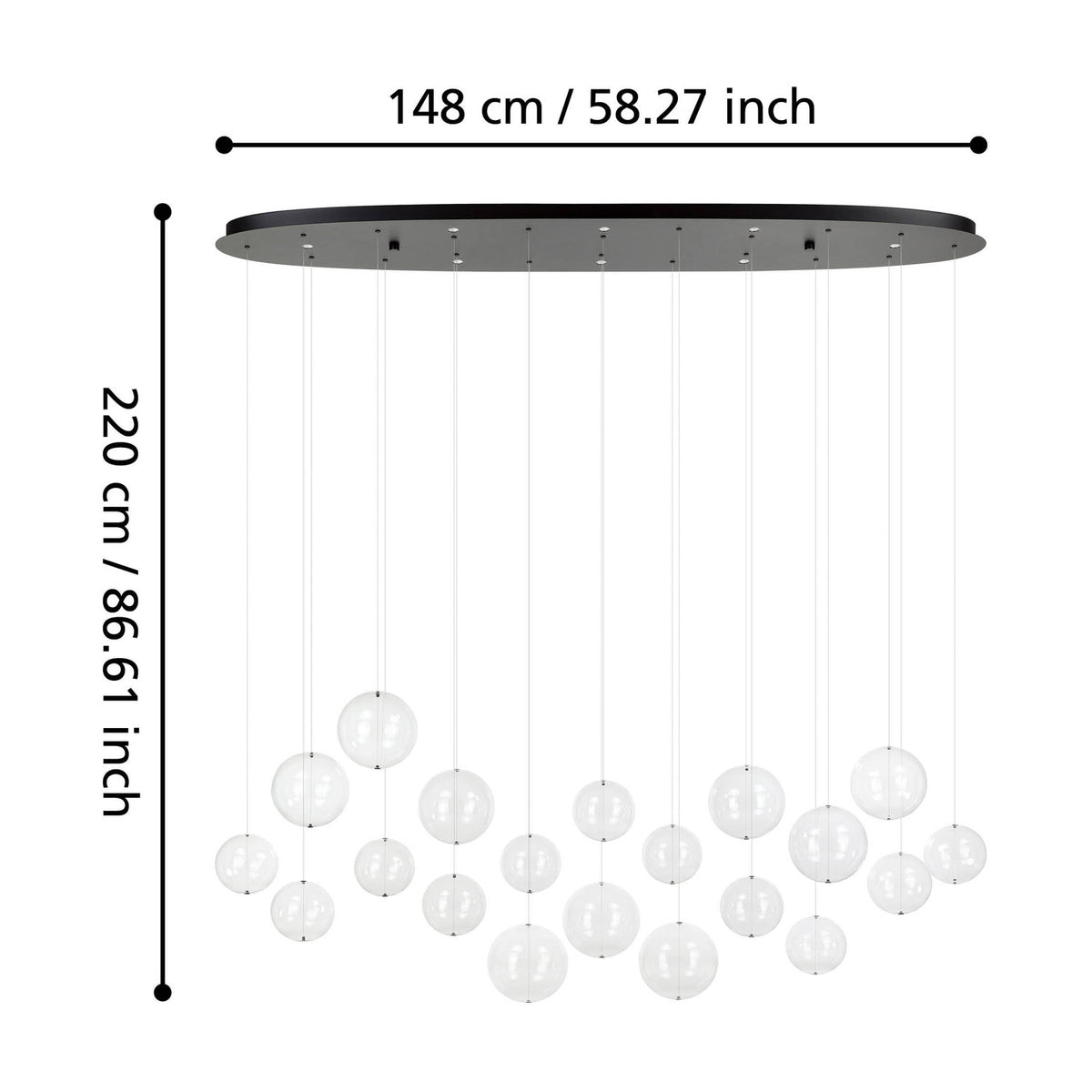 Espardello Clear Glass Linear Pendant Light - Black