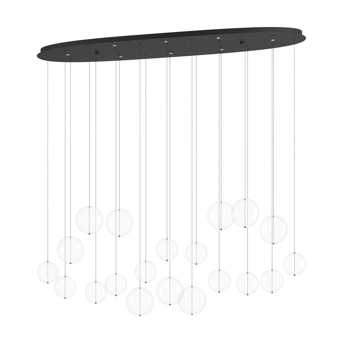 Espardello Clear Glass Linear Pendant Light - Black
