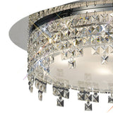 Esta 4 Light Round Glass Crystal Flush Ceiling Light - Polished Chrome