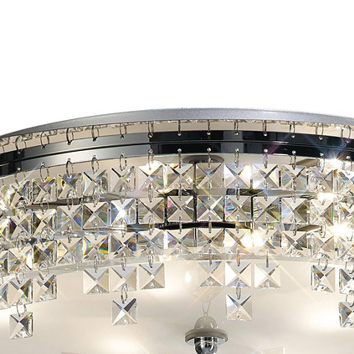 Esta 4 Light Round Glass Crystal Flush Ceiling Light - Polished Chrome
