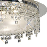 Esta 4 Light Round Glass Crystal Flush Ceiling Light - Polished Chrome