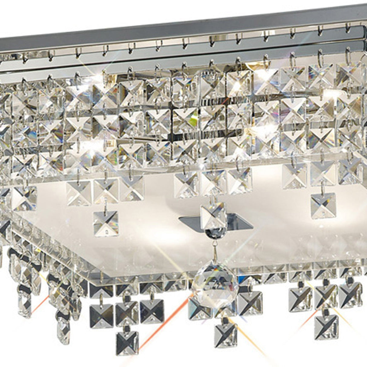 Esta 4 Light Square Glass Crystal Flush Ceiling Light - Polished Chrome