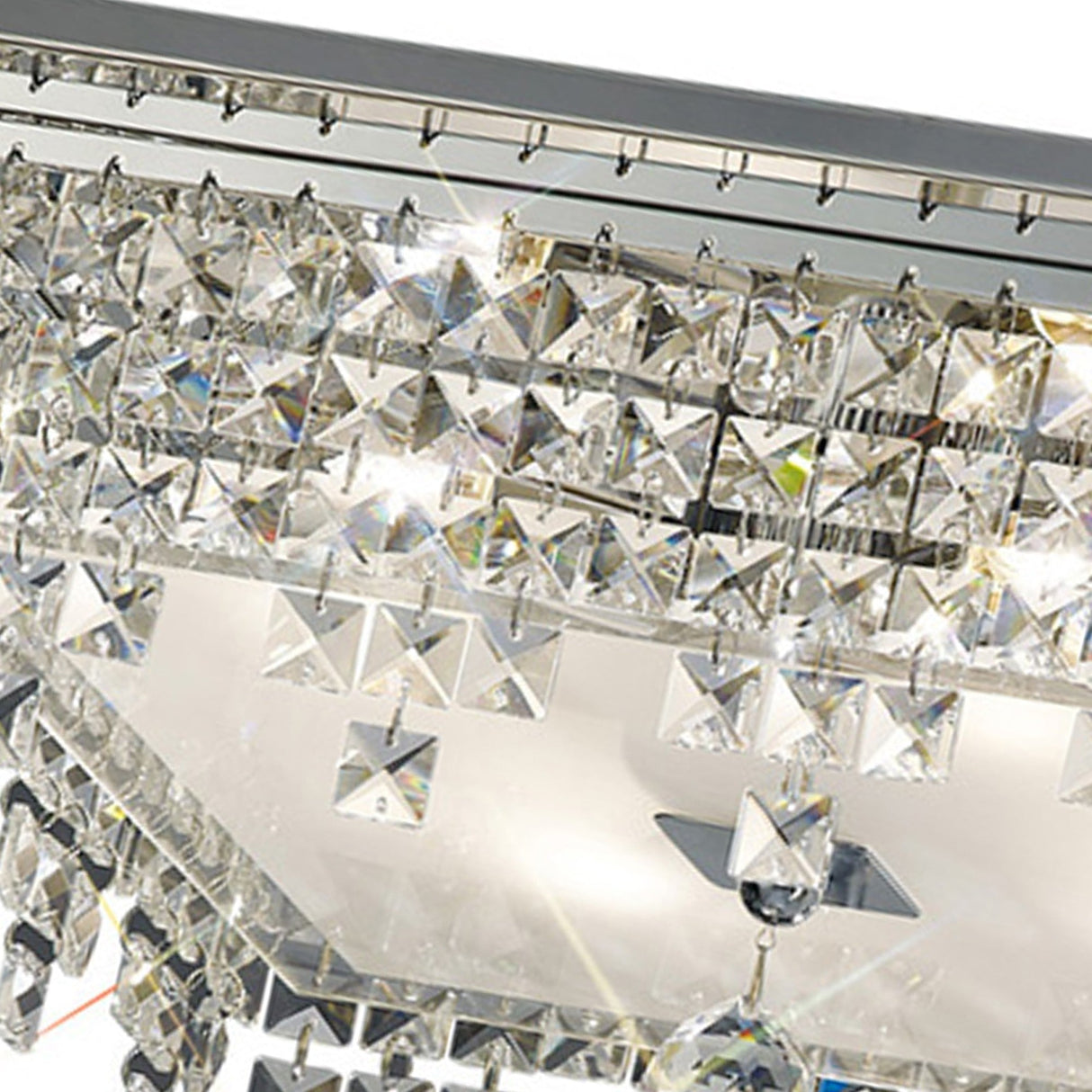 Esta 4 Light Square Glass Crystal Flush Ceiling Light - Polished Chrome