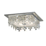 Esta 4 Light Square Glass Crystal Flush Ceiling Light - Polished Chrome