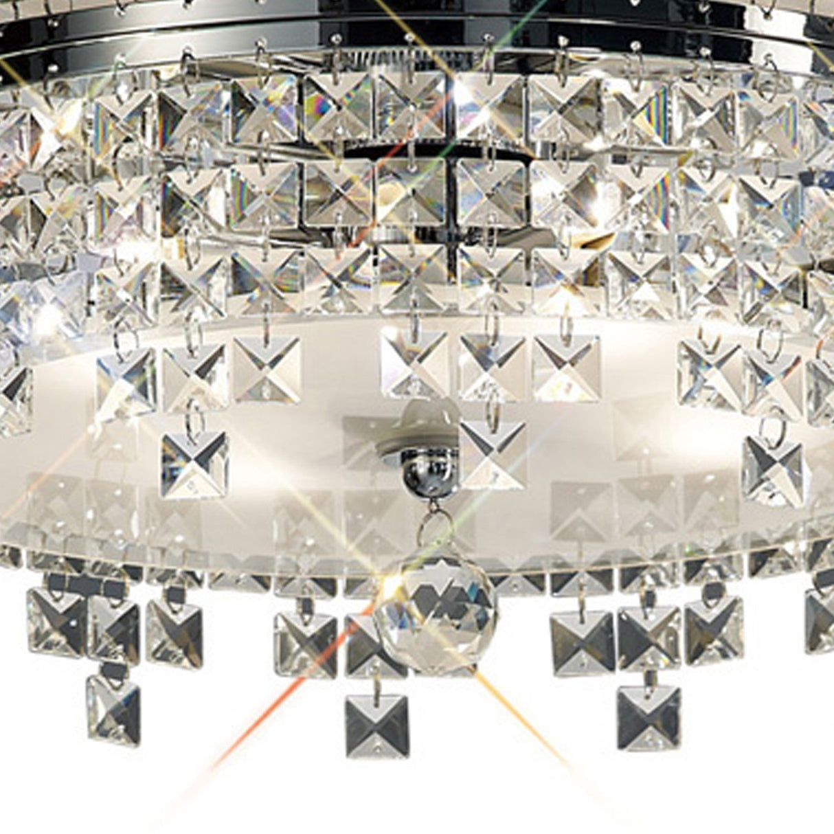 Esta 6 Light Round Glass Crystal Flush Ceiling Light - Polished Chrome