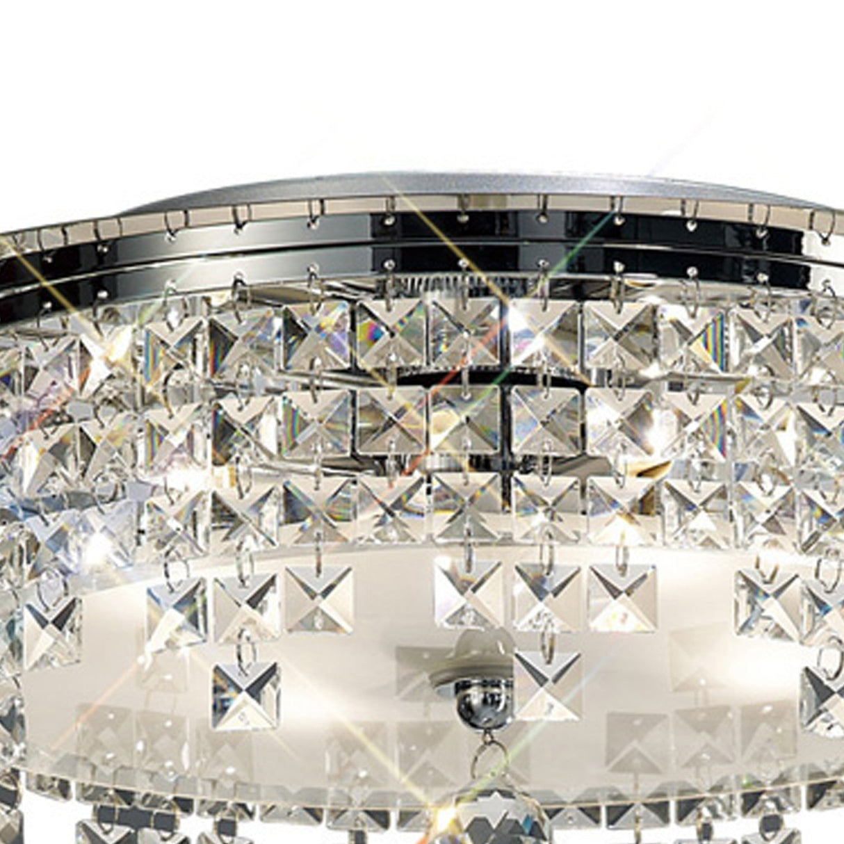 Esta 6 Light Round Glass Crystal Flush Ceiling Light - Polished Chrome