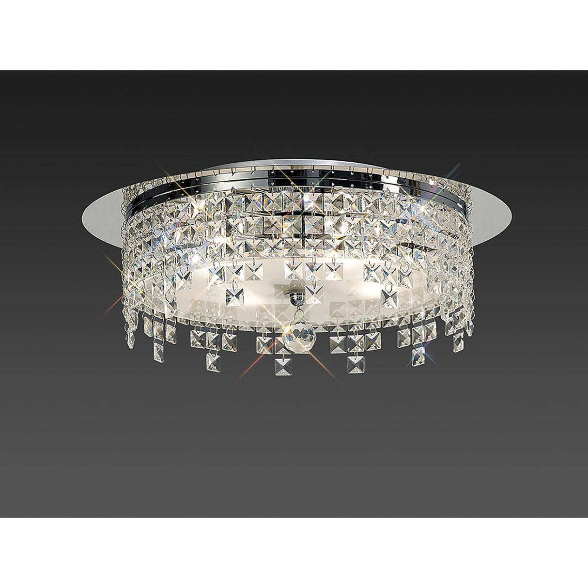 Esta 6 Light Round Glass Crystal Flush Ceiling Light - Polished Chrome