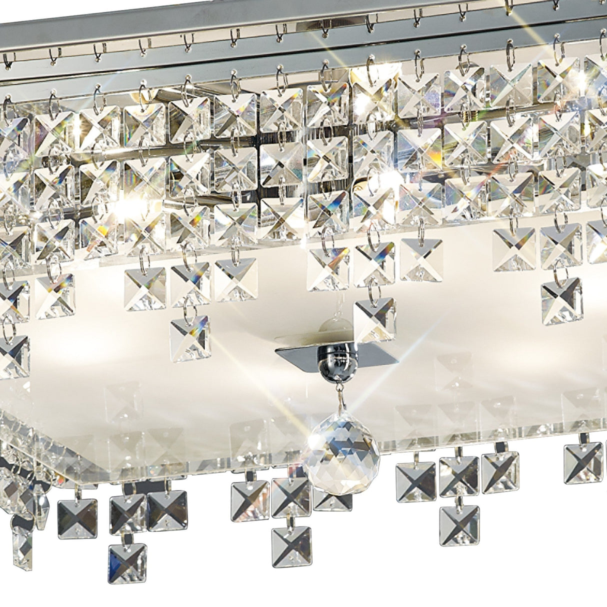 Esta 6 Light Square Glass Crystal Flush Ceiling Light - Polished Chrome