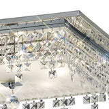 Esta 6 Light Square Glass Crystal Flush Ceiling Light - Polished Chrome