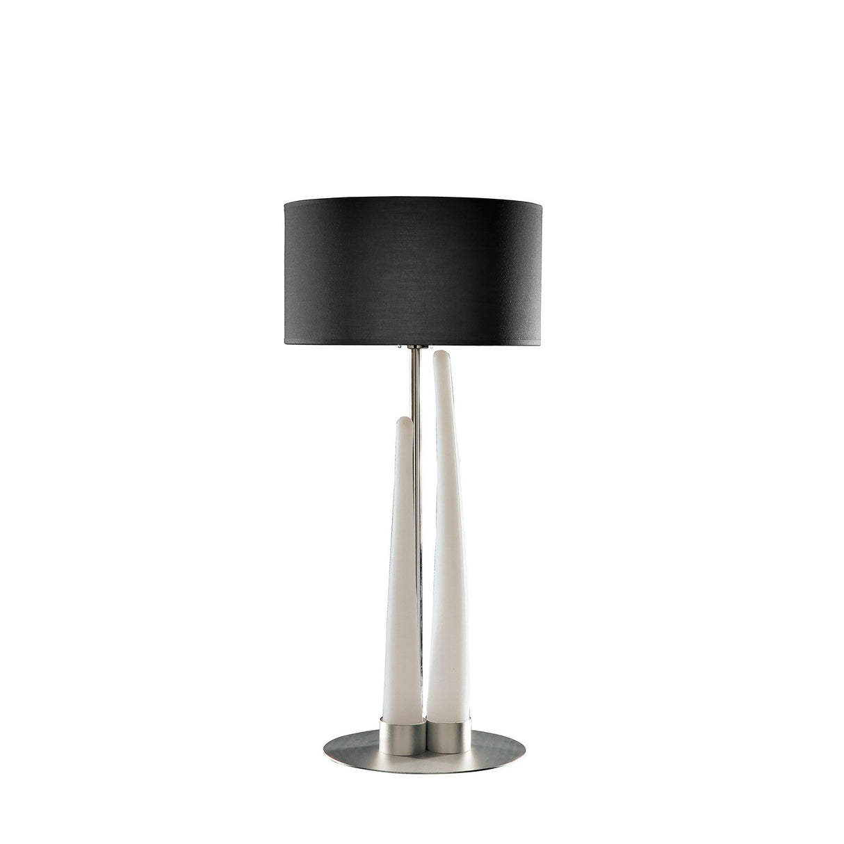 Estalacta 3 Light Table Lamp - Silver/Opal White With Black Shade