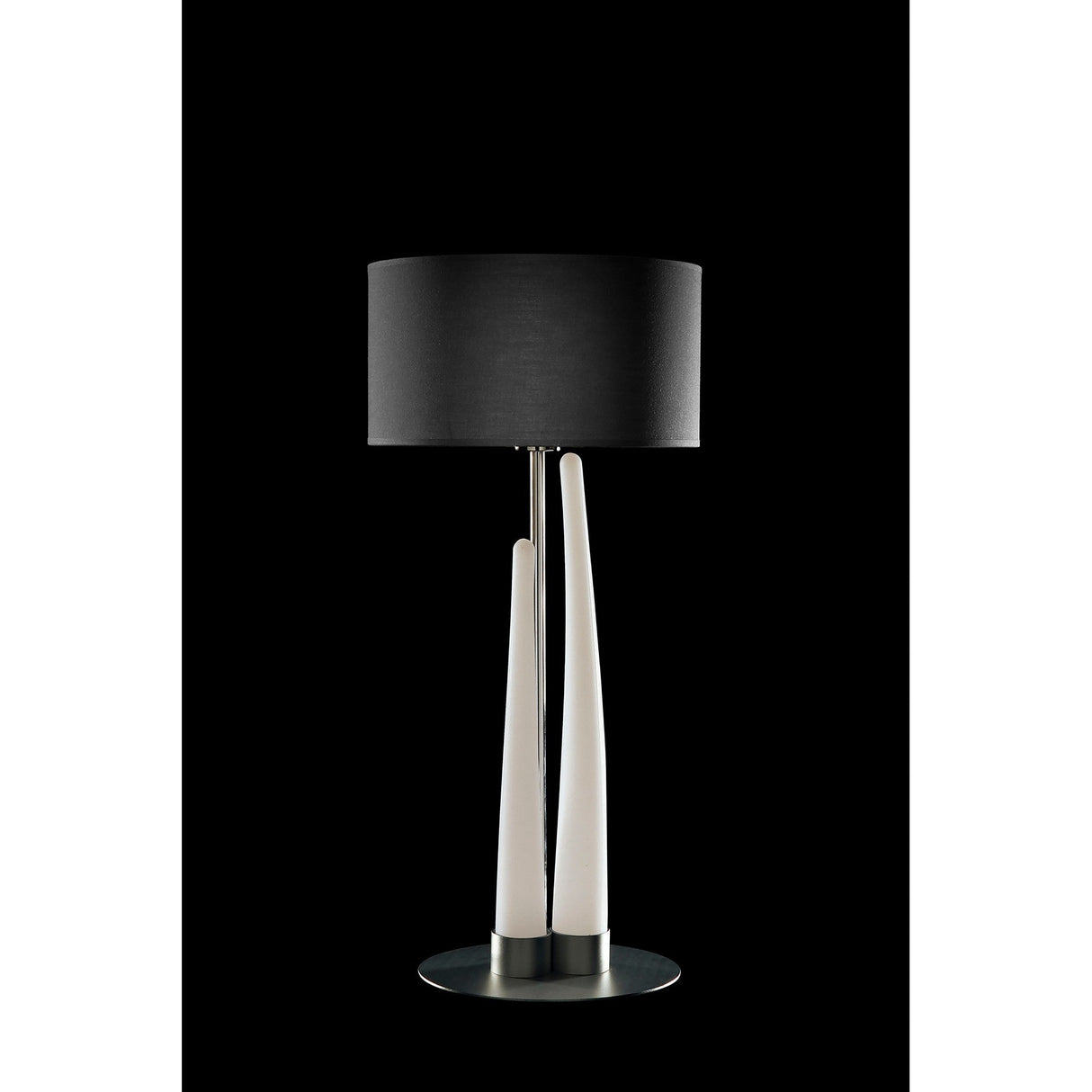 Estalacta 3 Light Table Lamp - Silver/Opal White With Black Shade