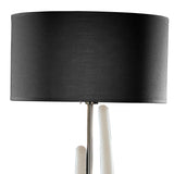 Estalacta 3 Light Table Lamp - Silver/Opal White With Black Shade