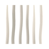 Five vertical, evenly spaced, wavy lines evoke the sculptural lighting of the Estalacta 6 Light Floor Lamp in Silver & Opal White, each subtle curve forming an abstract and minimalist pattern against a plain white background.